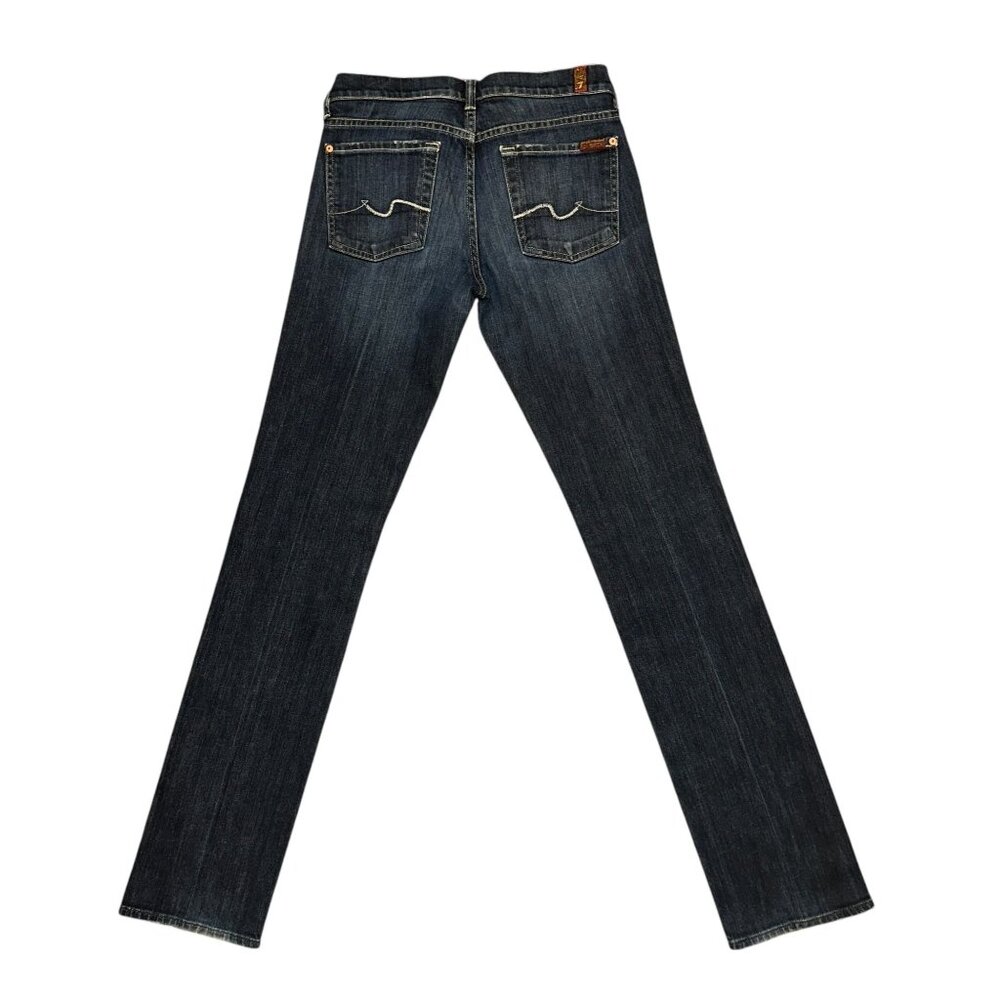 7 For All Mankind 7FAM Womens Jeans 27 34 Straight Leg Medium Wash Embroidered - Picture 5 of 8